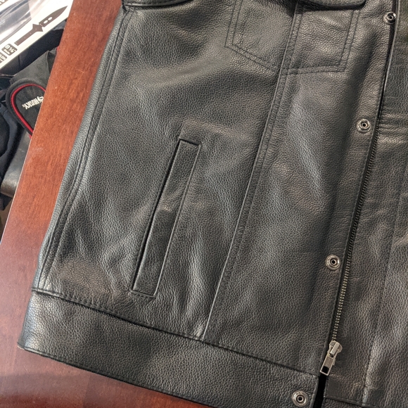 NWT STREET & STEEL CONCEALED CARRY LEATHER BIKER VEST - Picture 4 of 16
